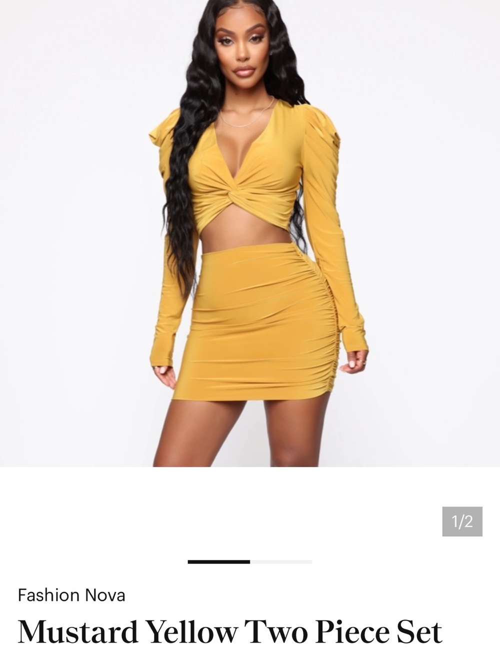 Fashion Nova Mustard Yellow Two-Piece Skirt Set